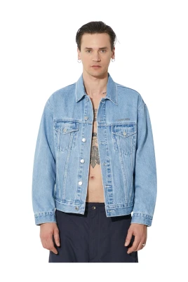 Metal Logo Pin Denim Jacket