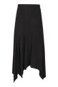 black-asymmetric-flared-long-skirt