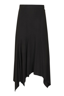 black-asymmetric-flared-long-skirt