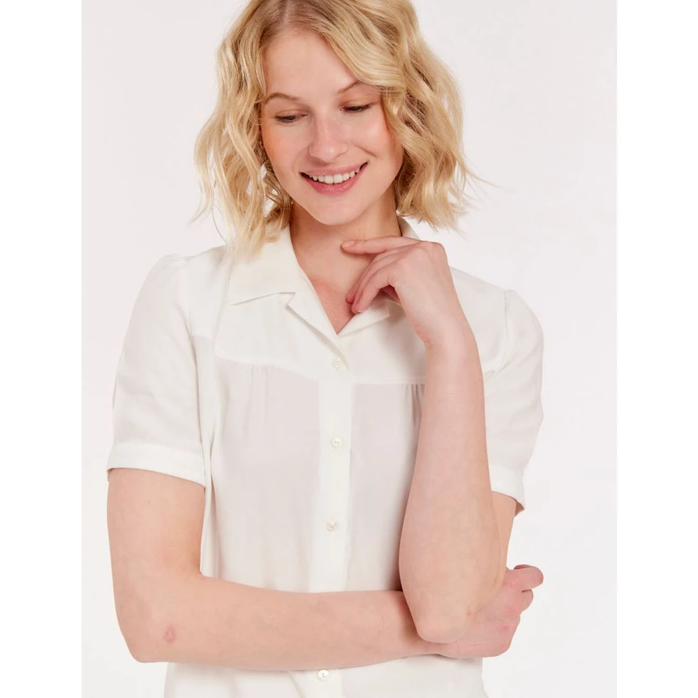 Ines De La Fressange Paris Ecru blouse met korte mouwen en pofmouwen White Dames