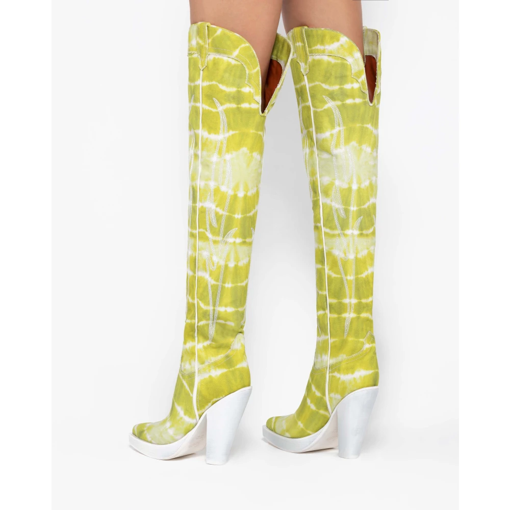 Sonora Moderne Lime Tie Dye Over De Knie Laarzen Green Dames