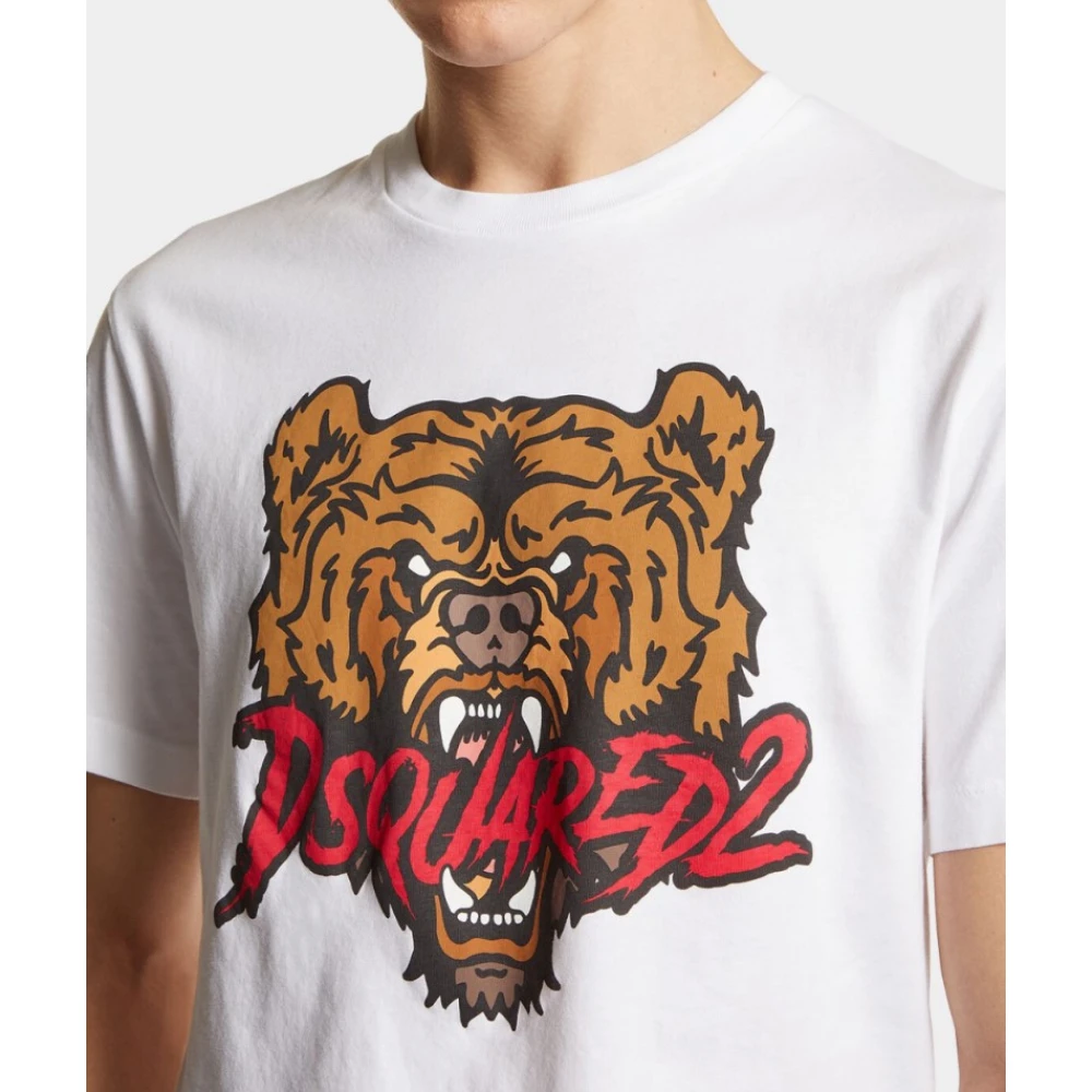 Dsquared2 Beer Print Ronde Hals T-shirt White Heren