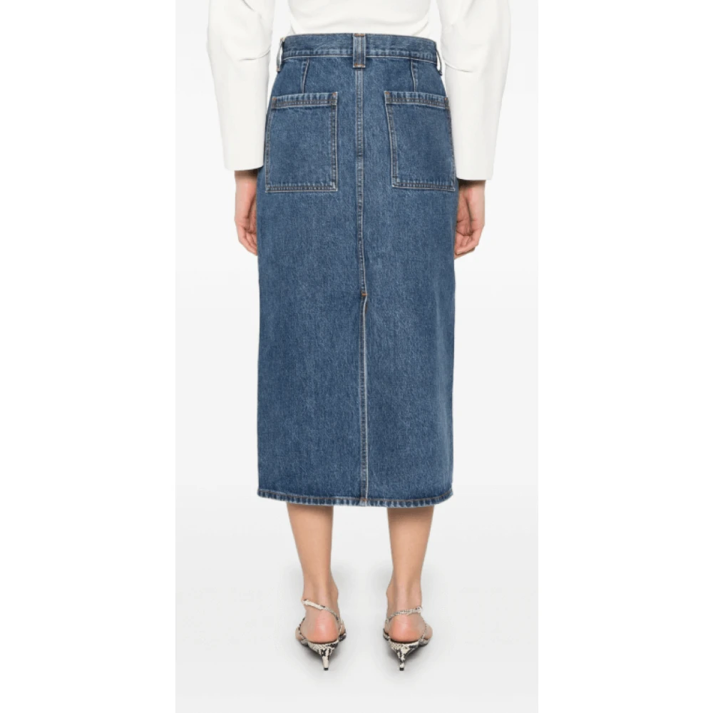 Khaite Blauwe Midi Jurk met Knoopsluiting Blue Dames