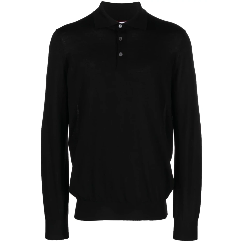 BRUNELLO CUCINELLI Luxe Wol Kasjmier Polo Shirt Black Heren