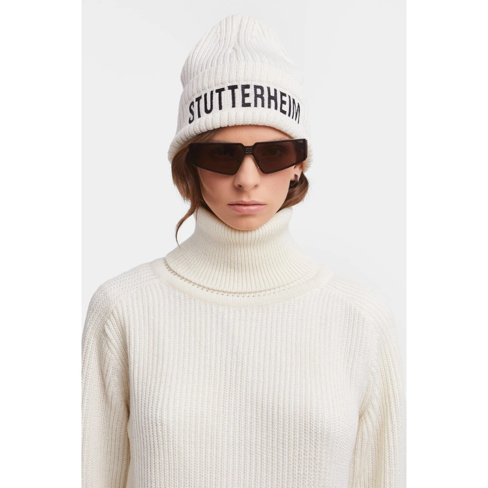 Stutterheim Merino Wol Ribgebreide Muts White Unisex