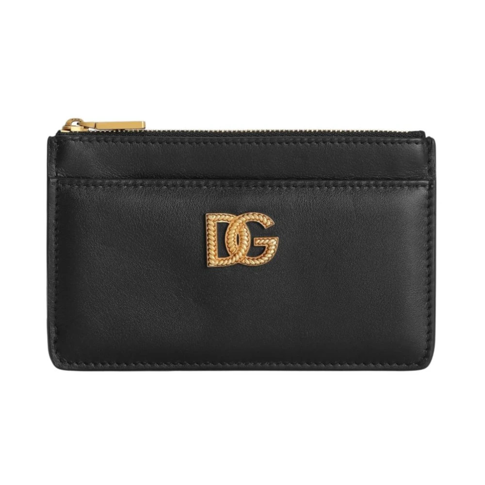 Dolce & Gabbana Women's Black Wallets & Cardholders, One Size, Calfskin Card Holder With Dg Logo