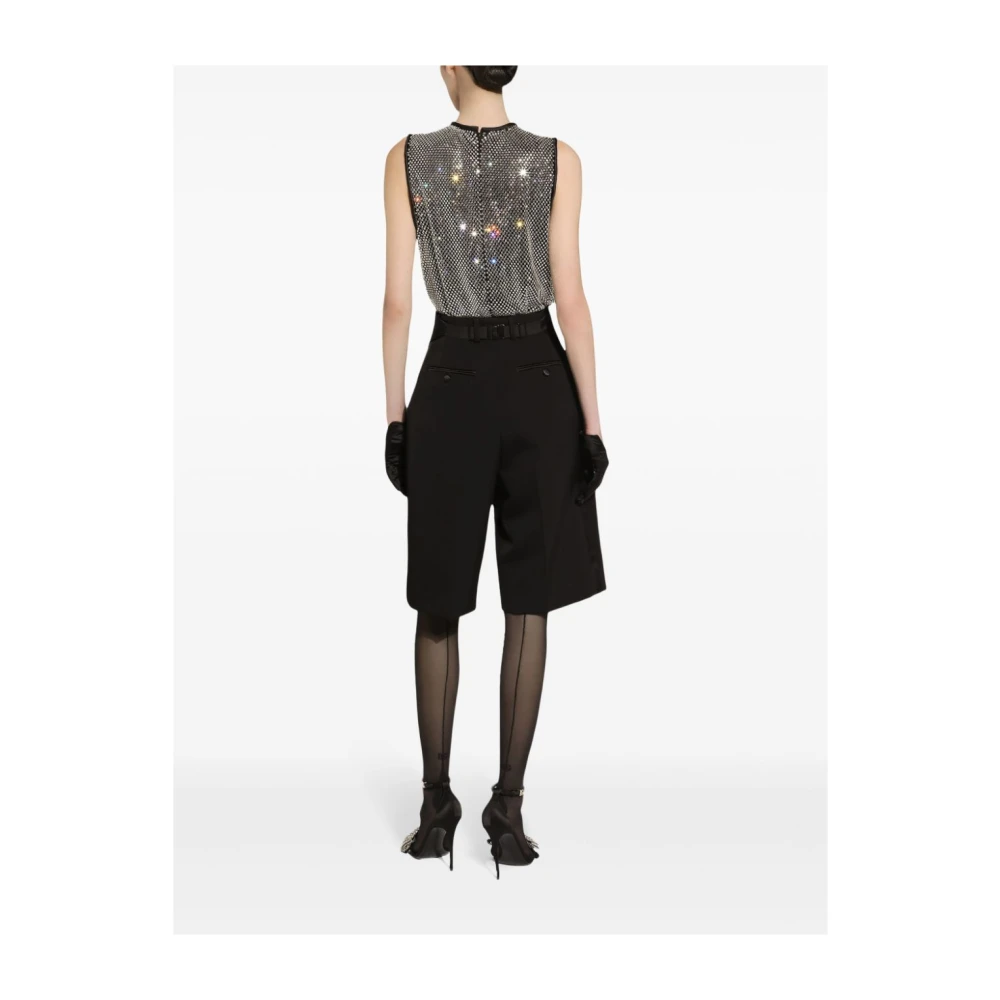 Dolce & Gabbana Zwarte Gabardine Tailored Shorts Black Dames