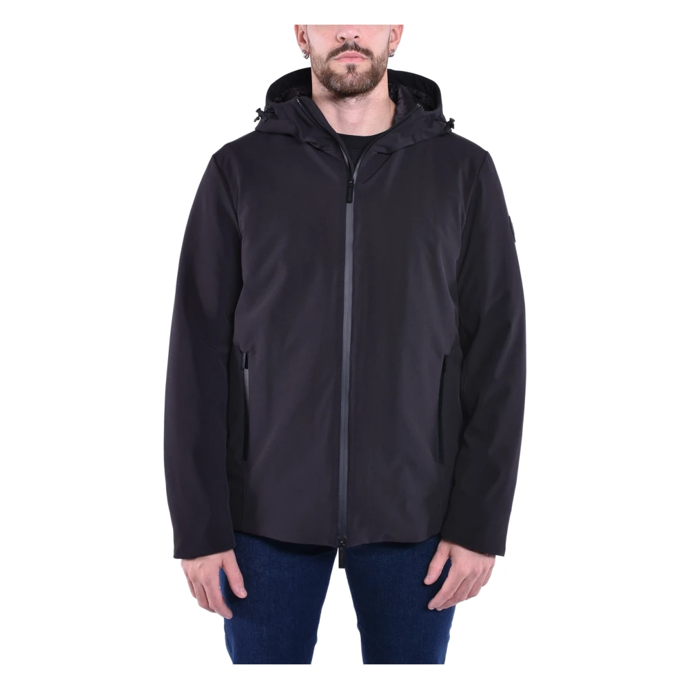 Woolrich Men's Black Light Jackets, S, Tech Softshell Waterproof Jacket With Duck Down