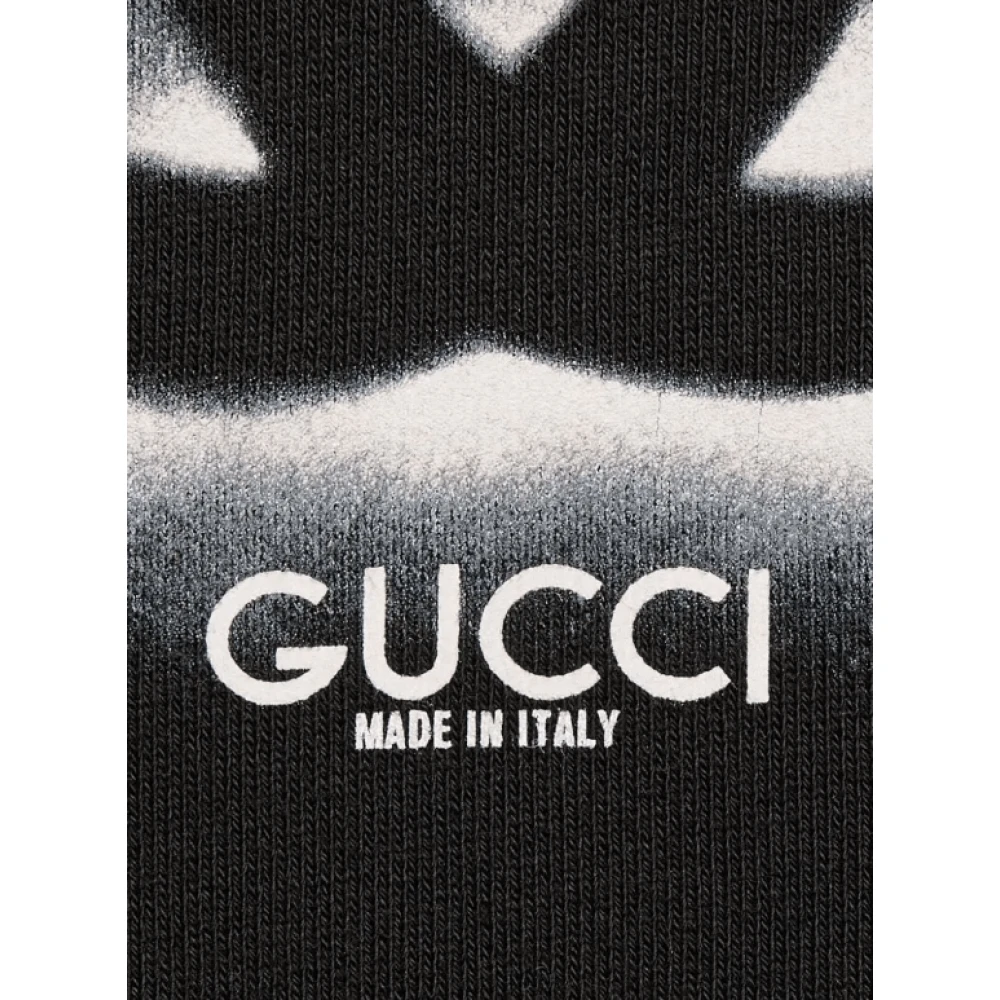Gucci Zwarte Logo Katoenen Hoodie Black Heren