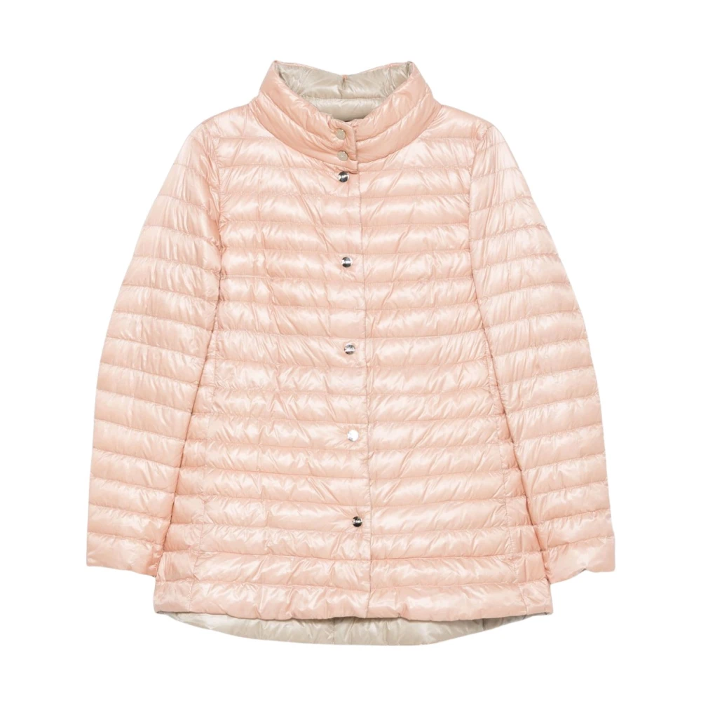 Herno Women's Pink Down Coats, M, A-Shape Reversible Jacket