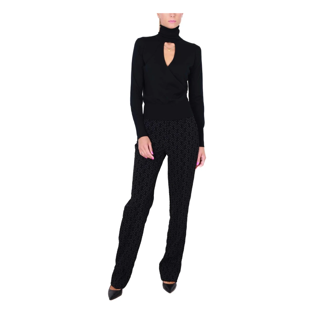 Elisabetta Franchi Zwarte Velours Broek Black Dames