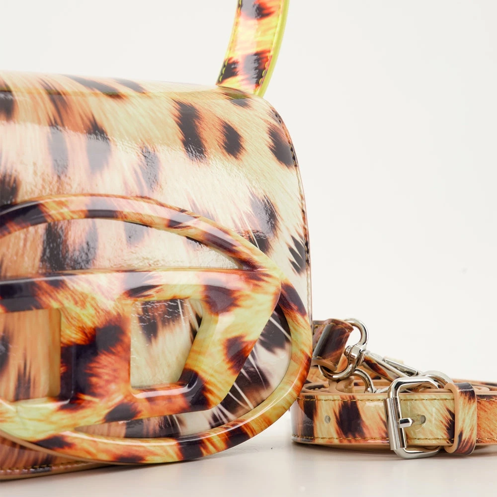Diesel Luipaardprint Schoudertas Beige Dames