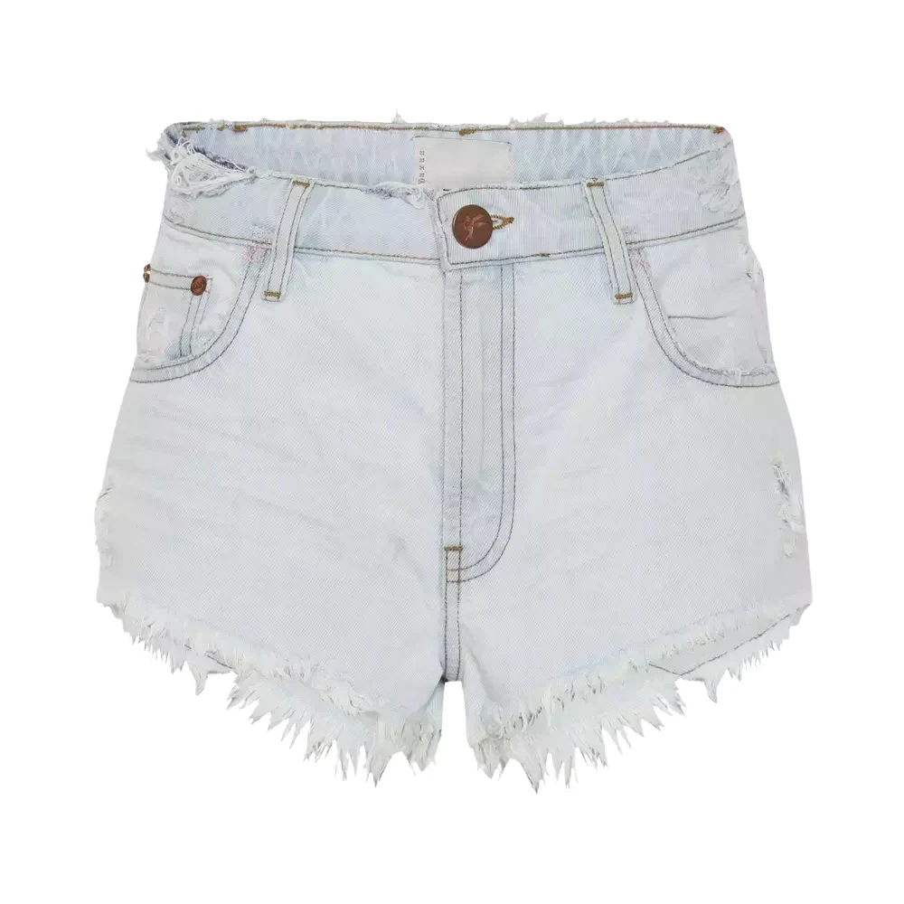 One Teaspoon Hoge taille denim shorts gesneden Blue Dames