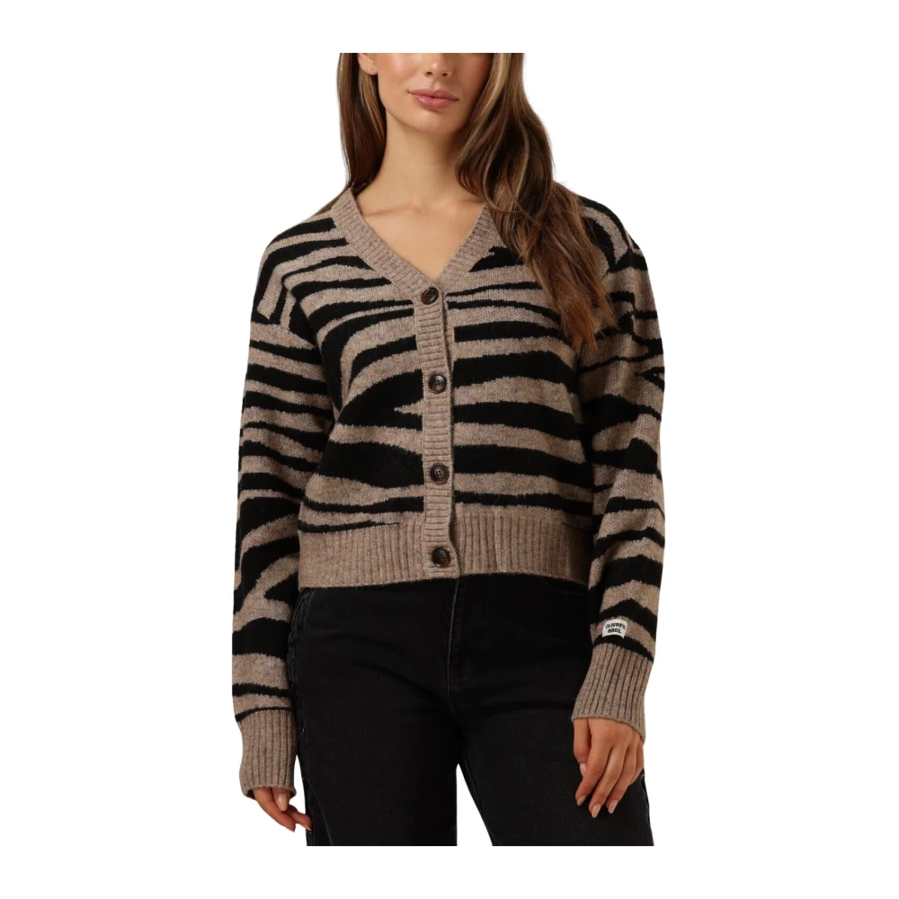 Colourful Rebel Zebra Gebreid Vest Brown Dames