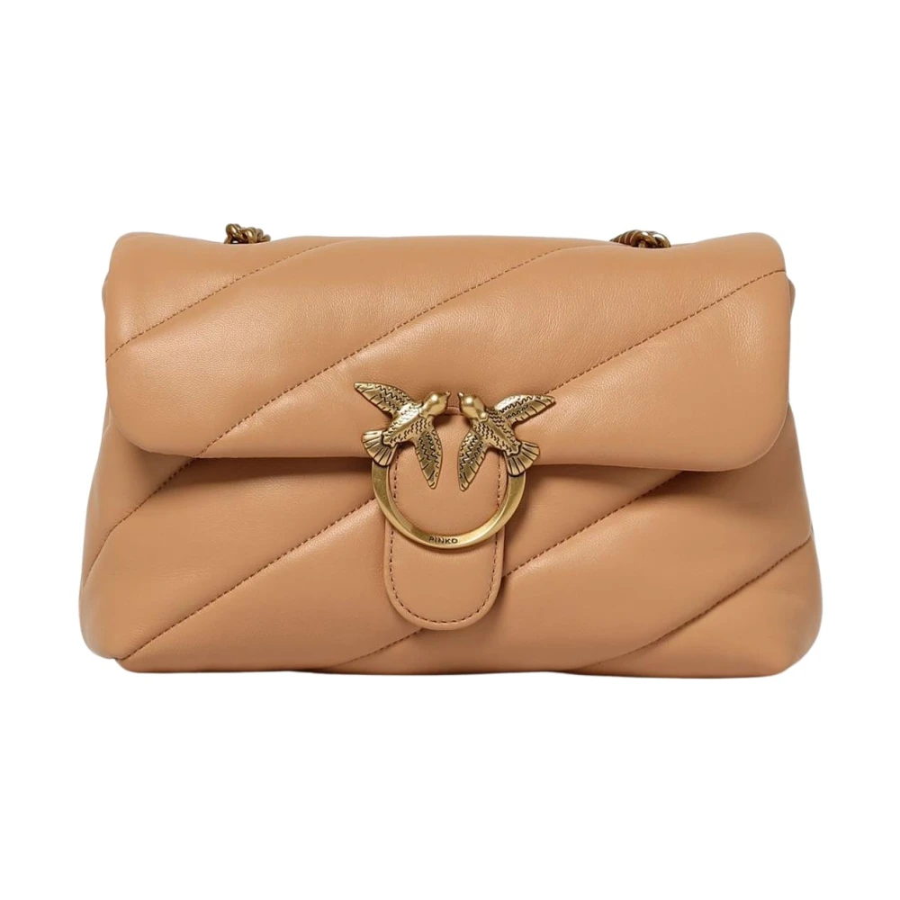 Pinko Women's Beige Shoulder Bags, One Size, Quilted Leather Shoulder Bag