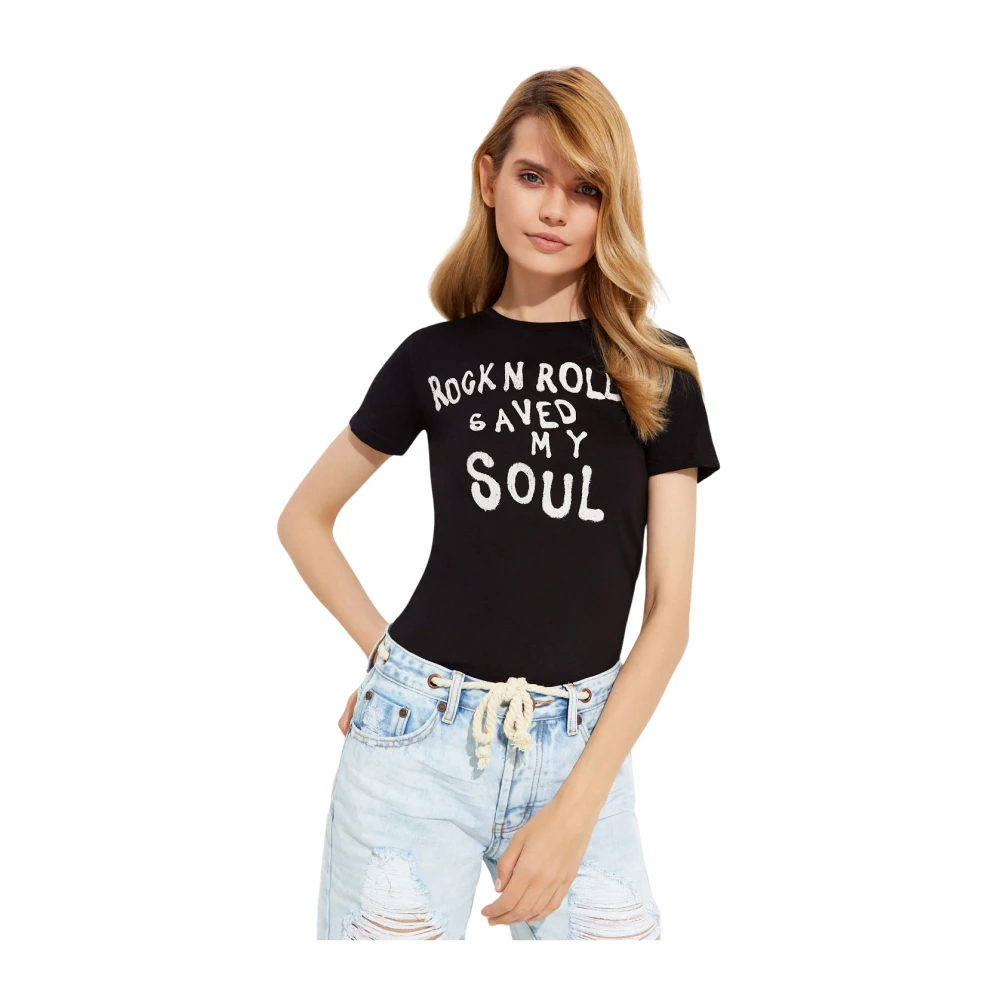 One Teaspoon Women's Black T-Shirts, Xs, Rocknroll T-Shirt
