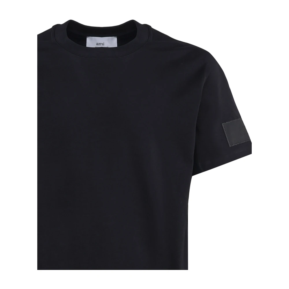 Ami Paris Zwarte T-shirts en Polos met 98% Katoen Black Heren