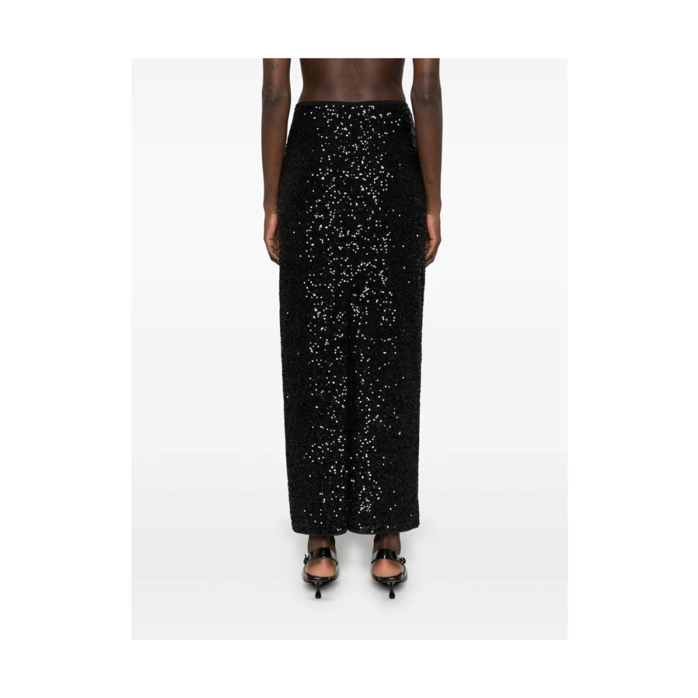 Diane Von Furstenberg Zwarte Mesh Paillet Elastische Rok Black Dames