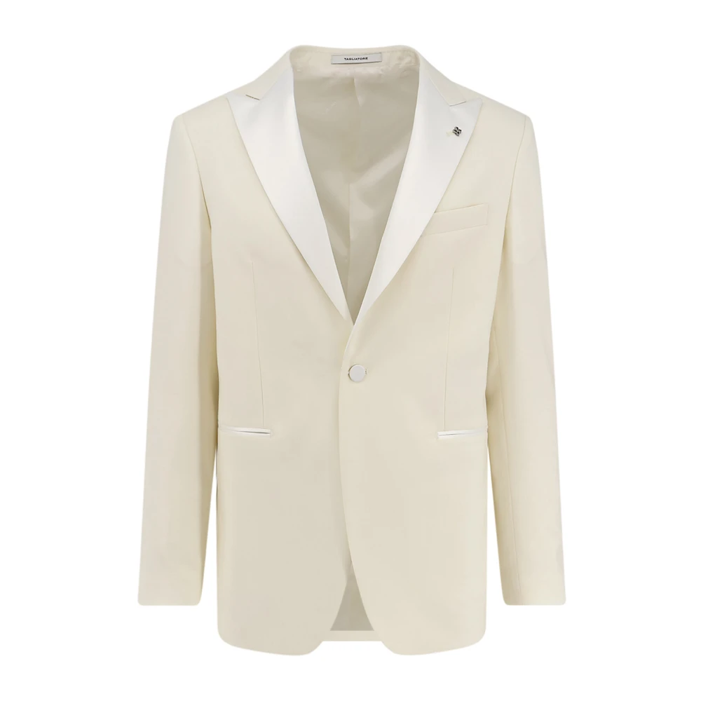 Tagliatore Men's Beige Virgin Wool Tuxedo Blazer - Blazers - Xl - Jackets