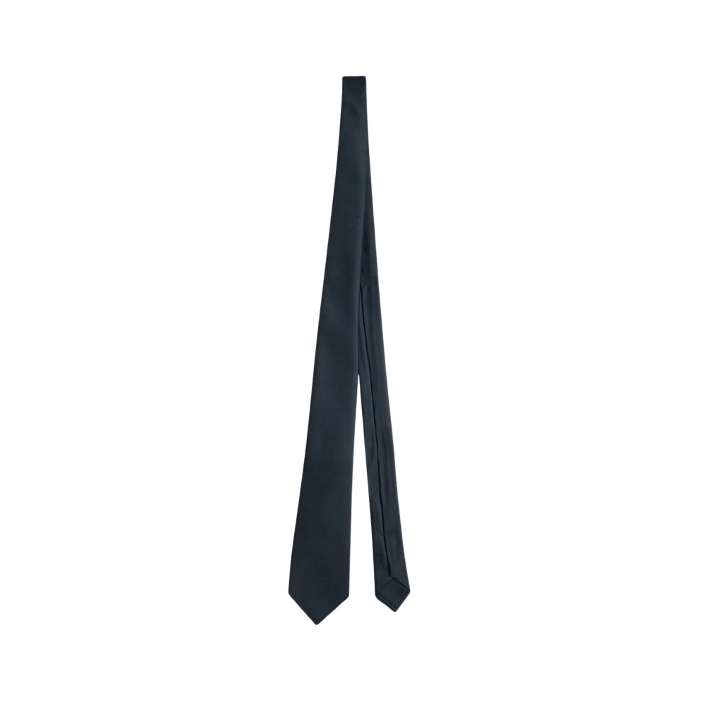 Kiton Blauwe Gestreepte Zijden Stropdas Blue Unisex