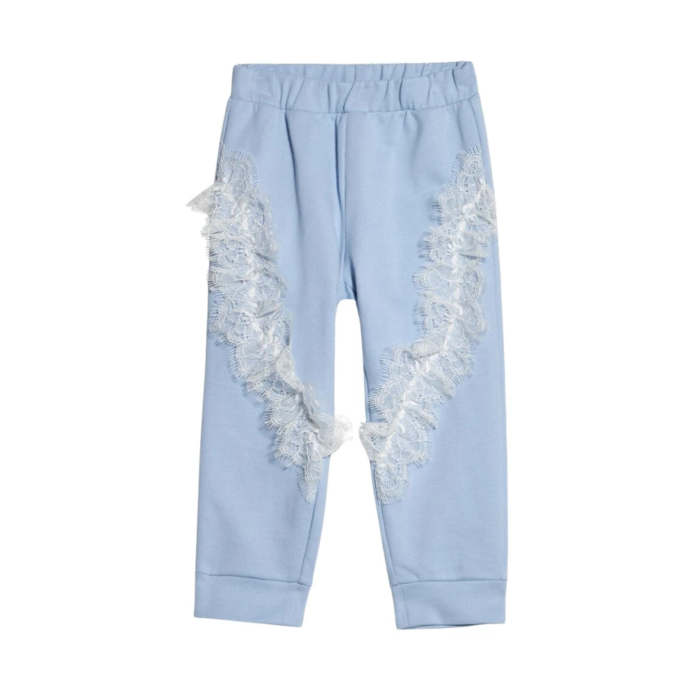 Roberto Cavalli Sports Trousers With Lace Ruches - Female - Sweatpants - Blue - 2 Y - Kids