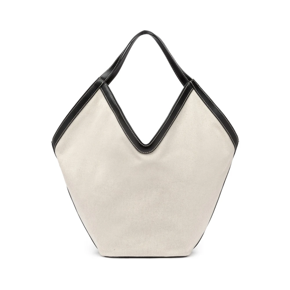 Gianni Chiarini Katoenen en leren tote tas White Dames