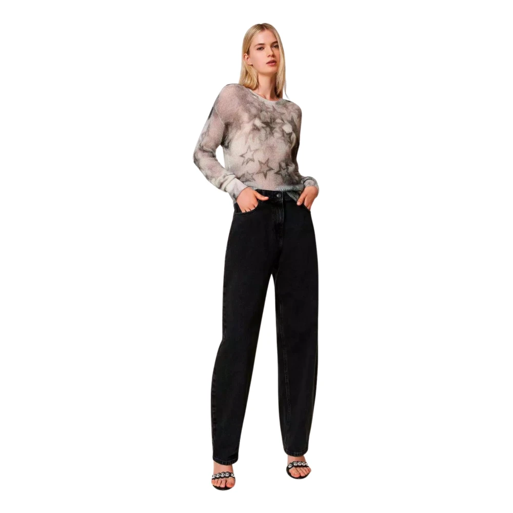 Twinset Zwarte Denim Carrot Fit Jeans Black Dames