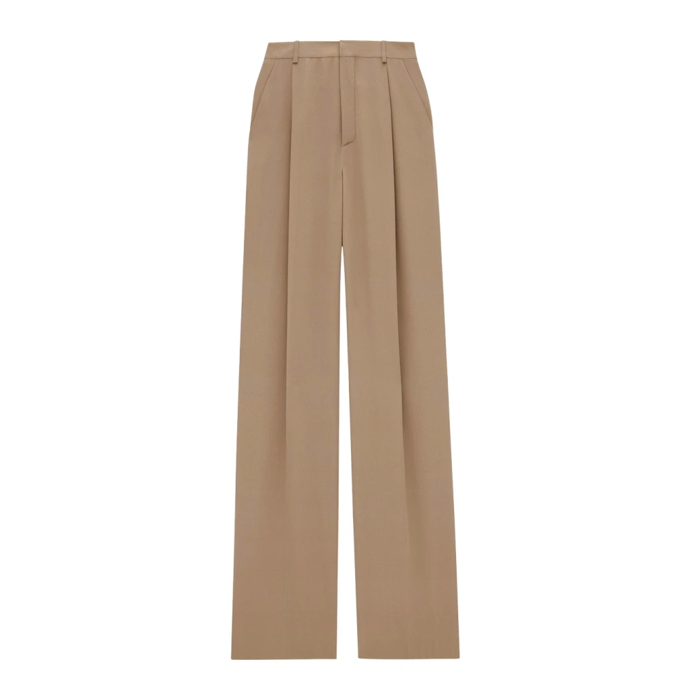 Saint Laurent Zijden Crêpe Broek Beige Dames