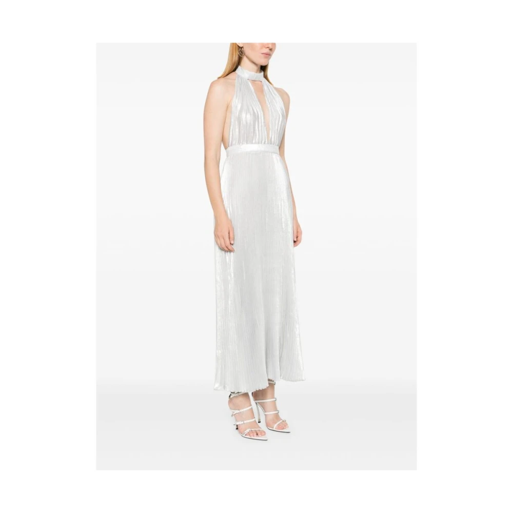 L'idée Metallic Halterjurk met Diepe V-hals Gray Dames