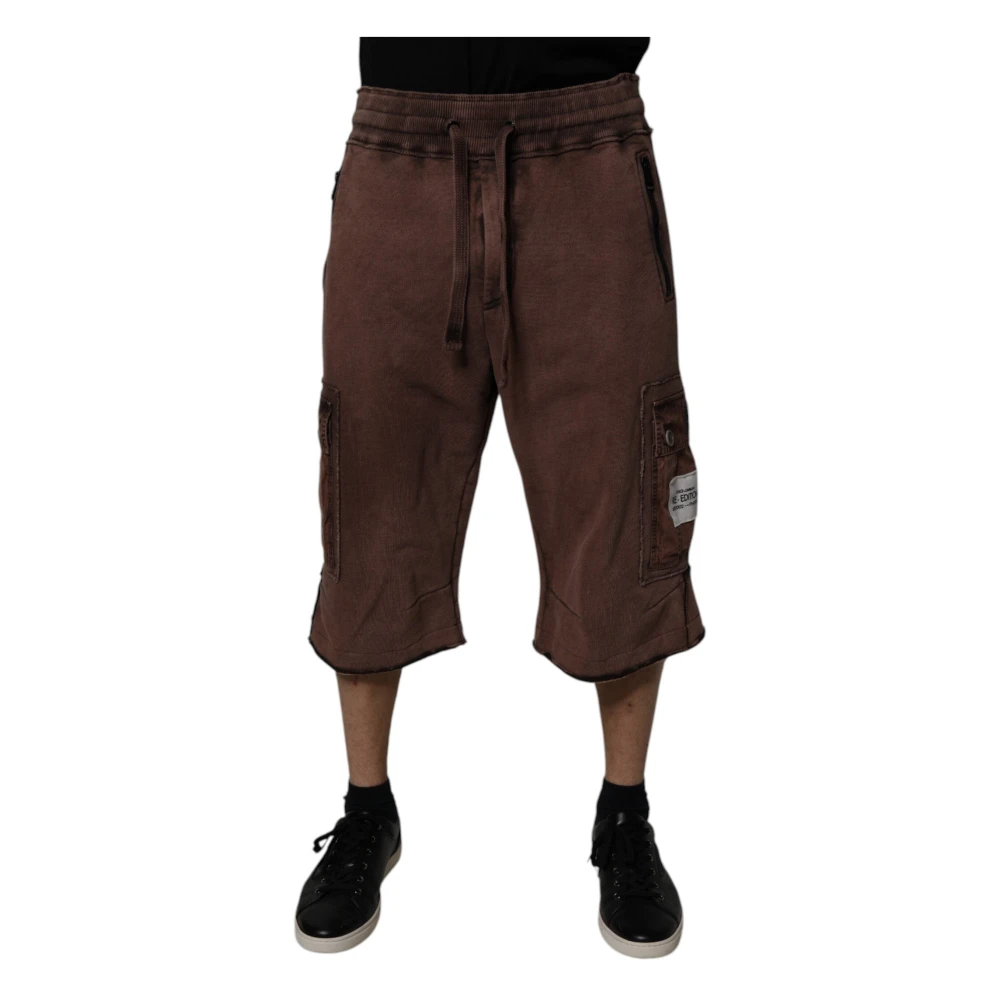 Dolce & Gabbana Men's Brown Cargo Bermuda Sweatshorts