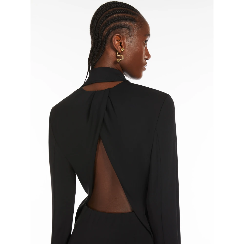 SPORTMAX Zwarte knoopjurk met open rug Black Dames