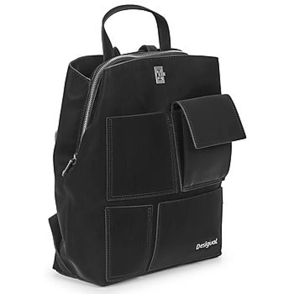 Desigual Stijlvolle Mini Multipocket Rugzak Zwart Black Dames