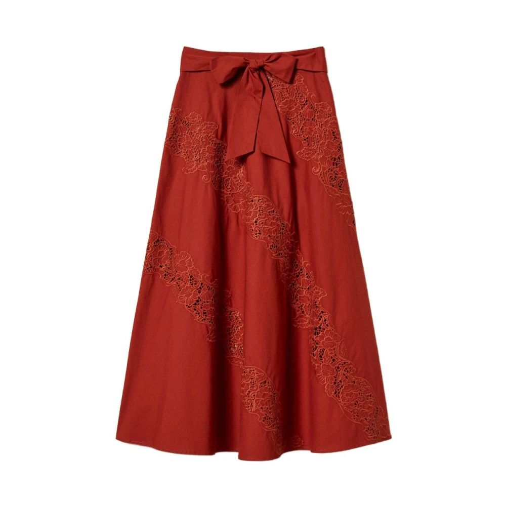 Twinset Women's Brown Belted Midi Skirt - Midi Skirts - 2XL - Skirts