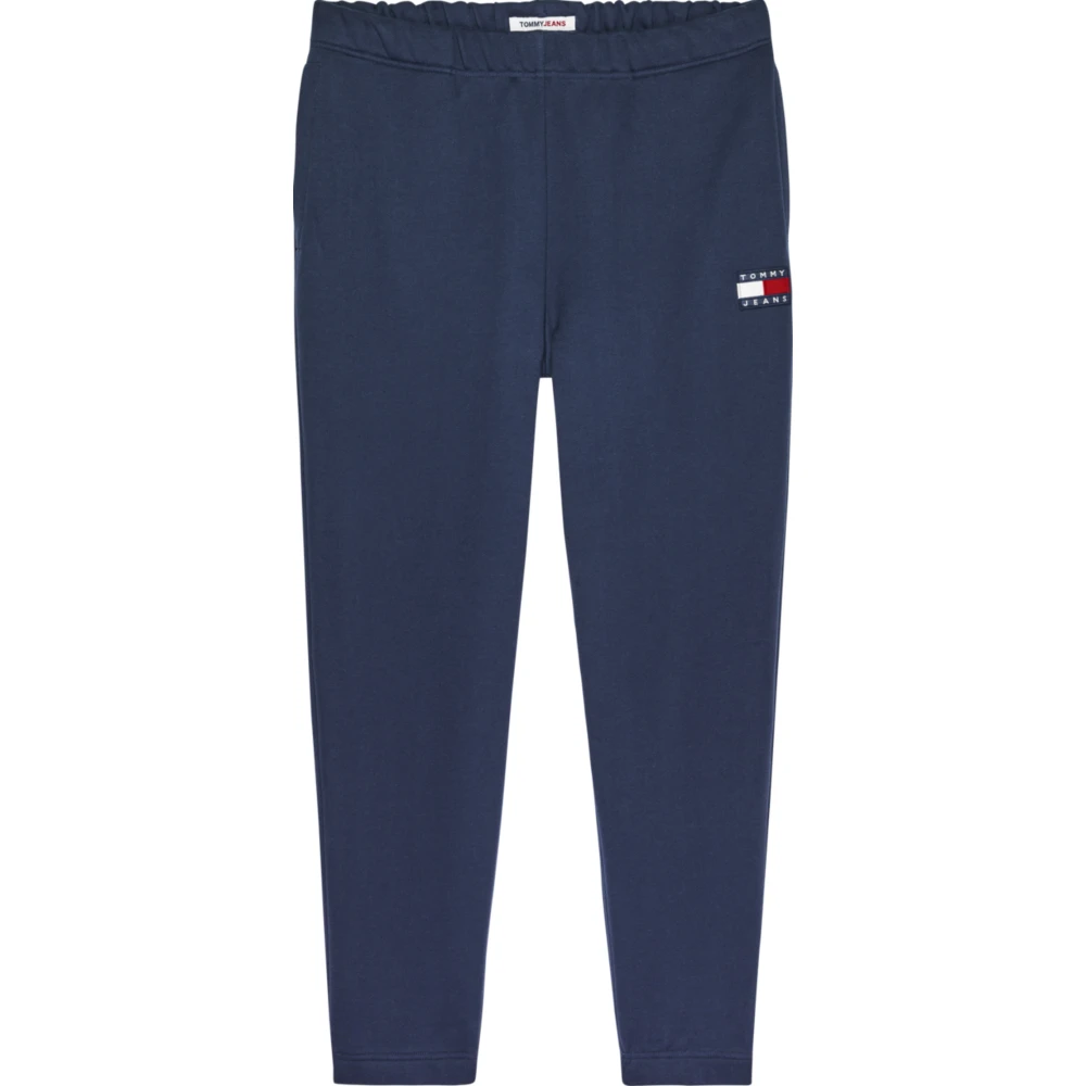 Tommy Jeans Men's Blue Sweatpants, L, Cotton Elastic Waist Trousers