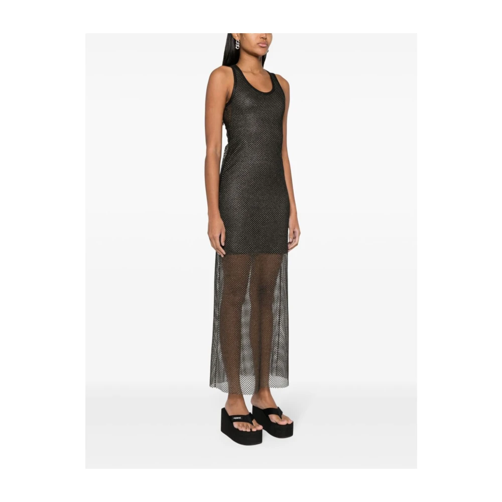 Palm Angels Zwarte Mesh Gelaagde Jurk Black Dames