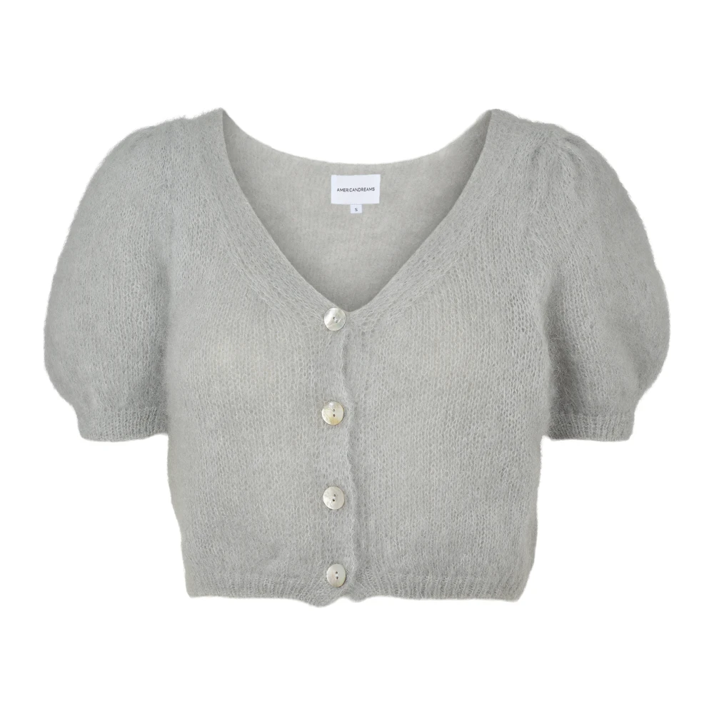 American Dreams V-hals Kort Vest Licht Grijs Gray Dames
