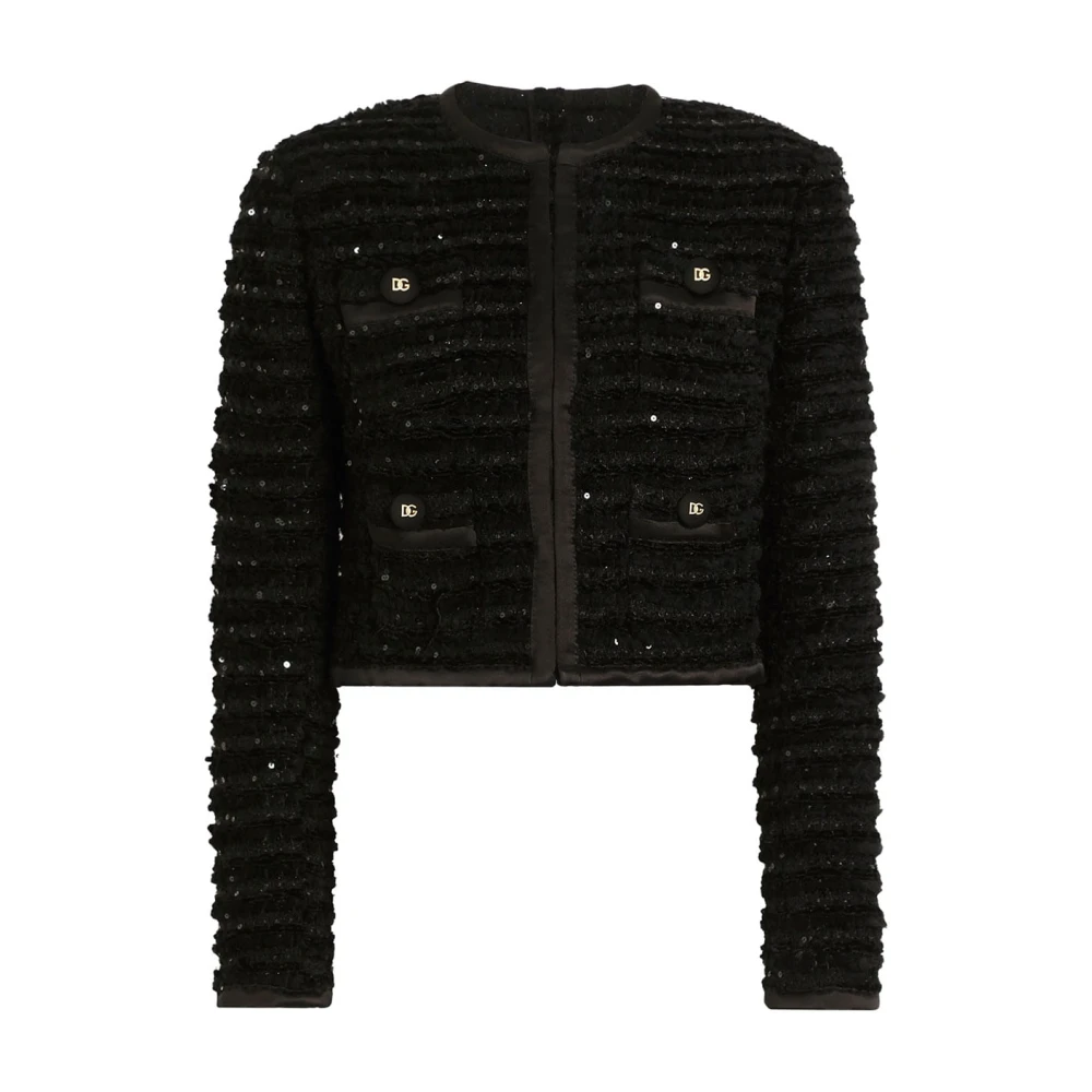 Dolce & Gabbana Black Stylish Jacket For Men - Female - Tweed Jackets - S - Jackets