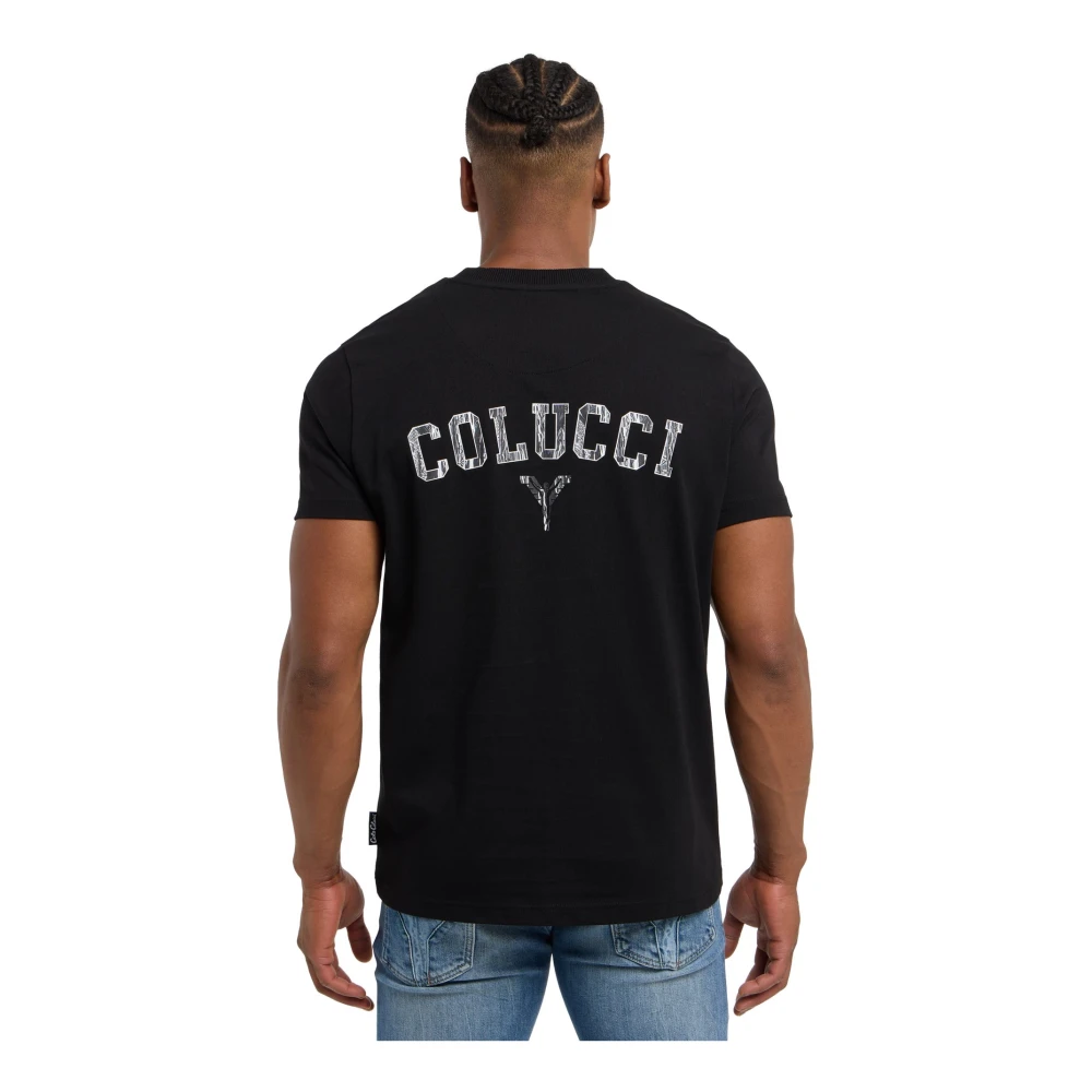 carlo colucci Black Friday T-shirt met Logo Gebreid Patroon Black Heren