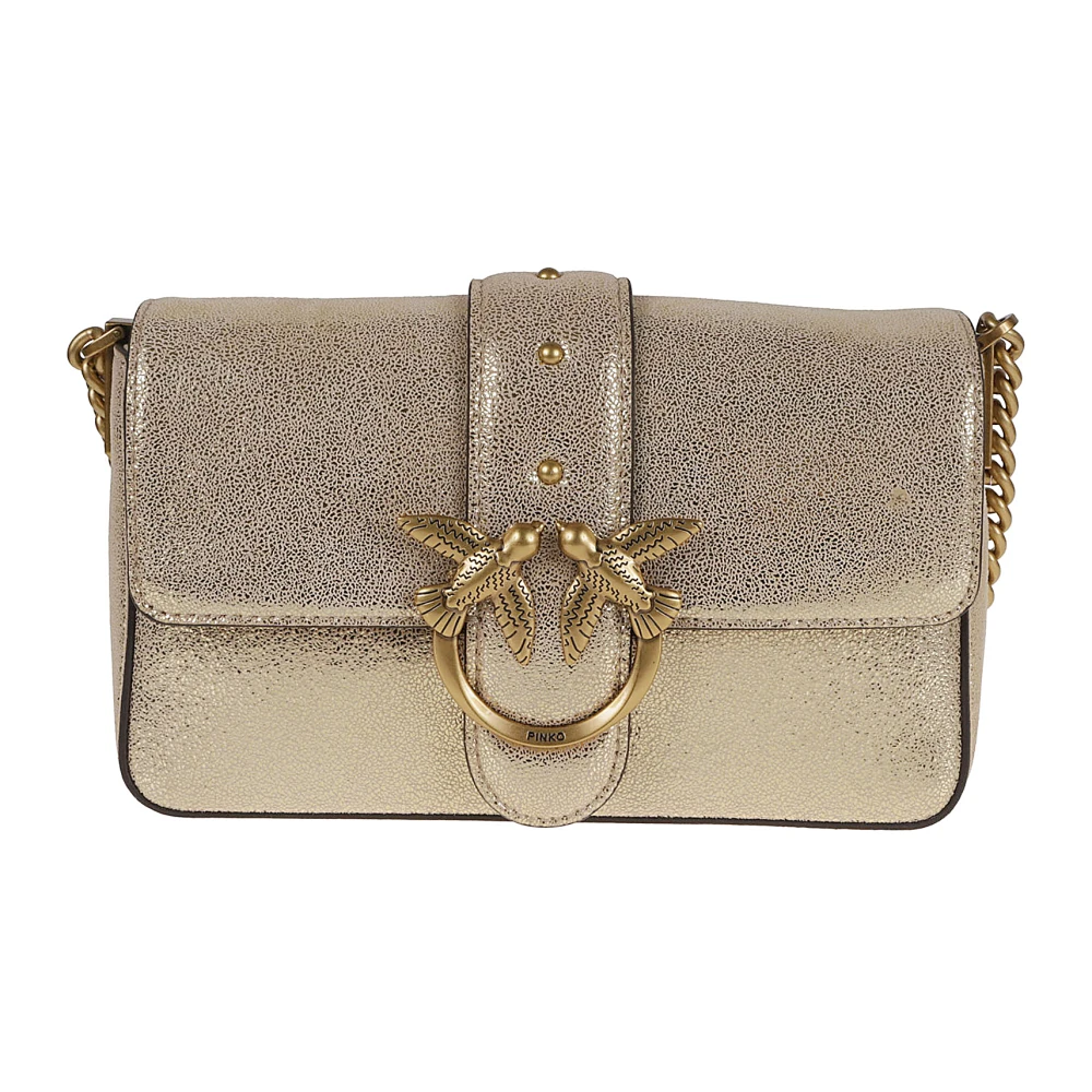 pinko Mini Love Bag Slouchy Suède Leer Yellow Dames