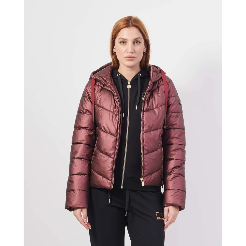 YES ZEE Korte Gewatteerde Hoodiejas Pruim Red Dames