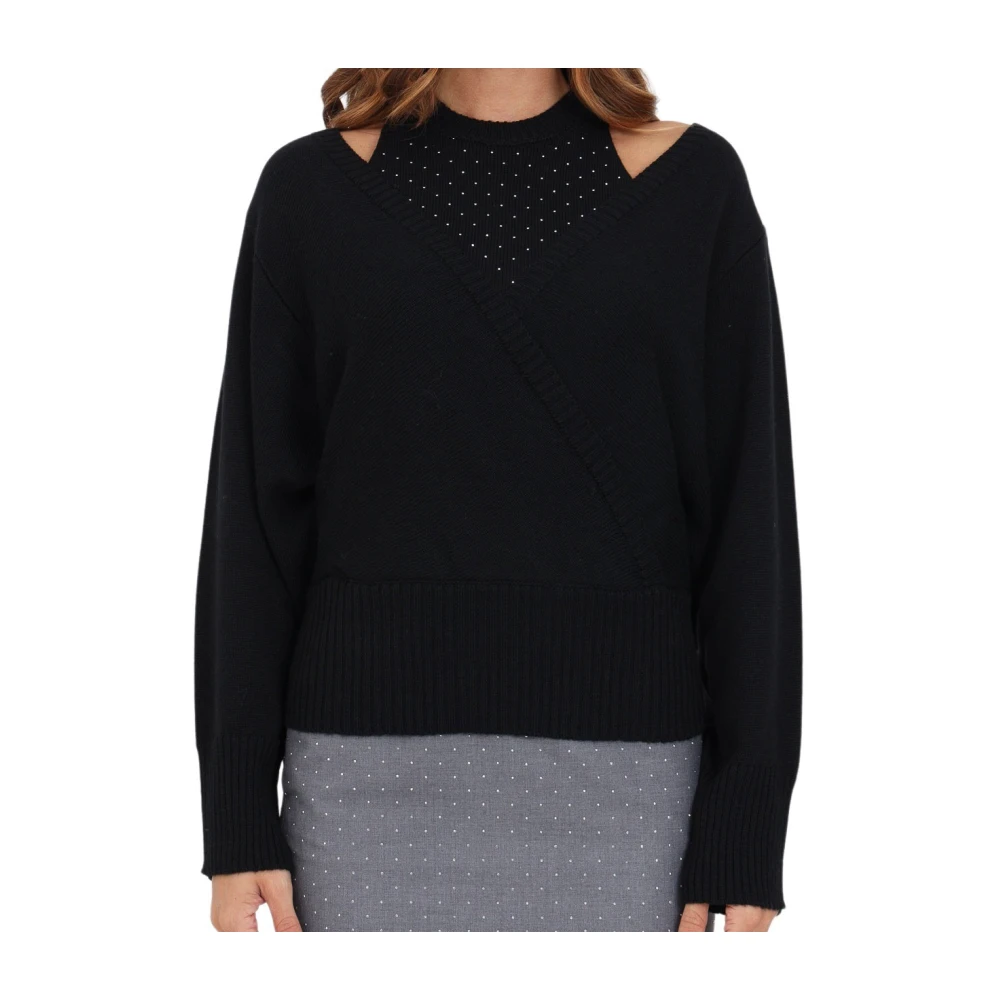 Simona Corsellini Zwarte Sweaters met Uitgesneden Detail Black Dames