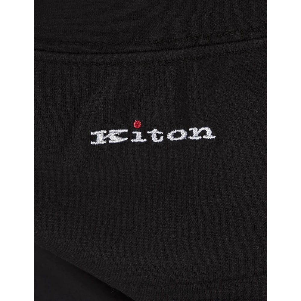 Kiton Zwart Crew Neck Katoenen T-shirt Black Heren