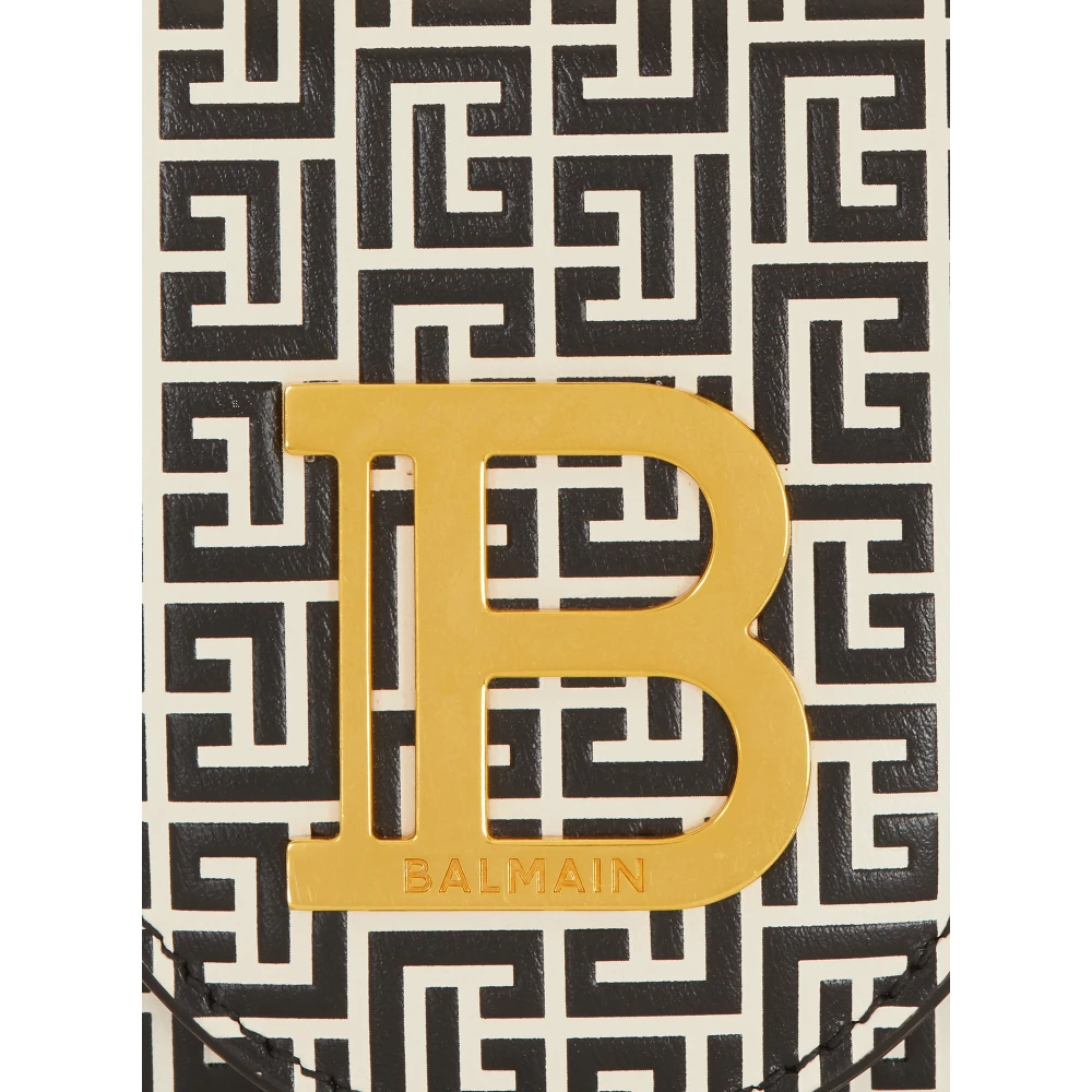 Balmain B-Buzz portemonnee van reliëf kalfsleer met een PB Labyrinth monogram Black Dames