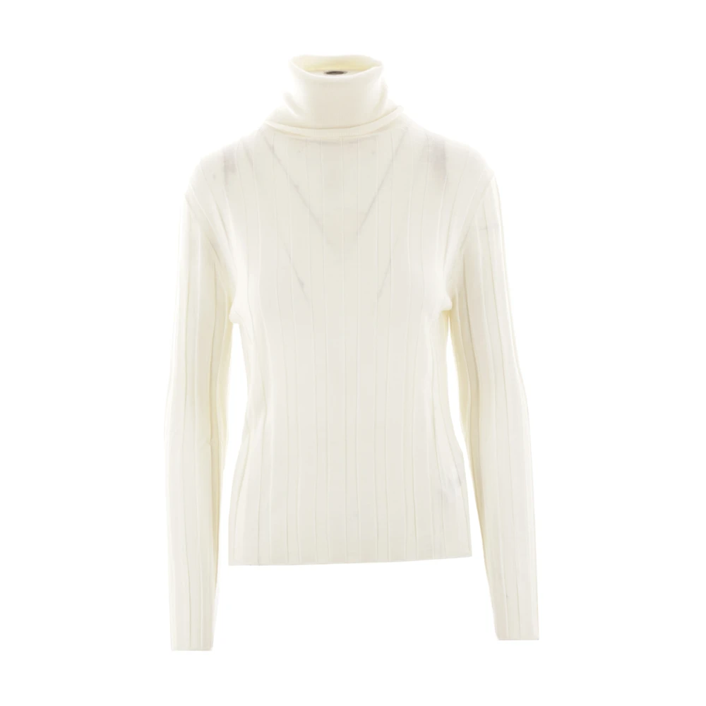 Allude Geribde wollen trui met turtleneck Beige Dames