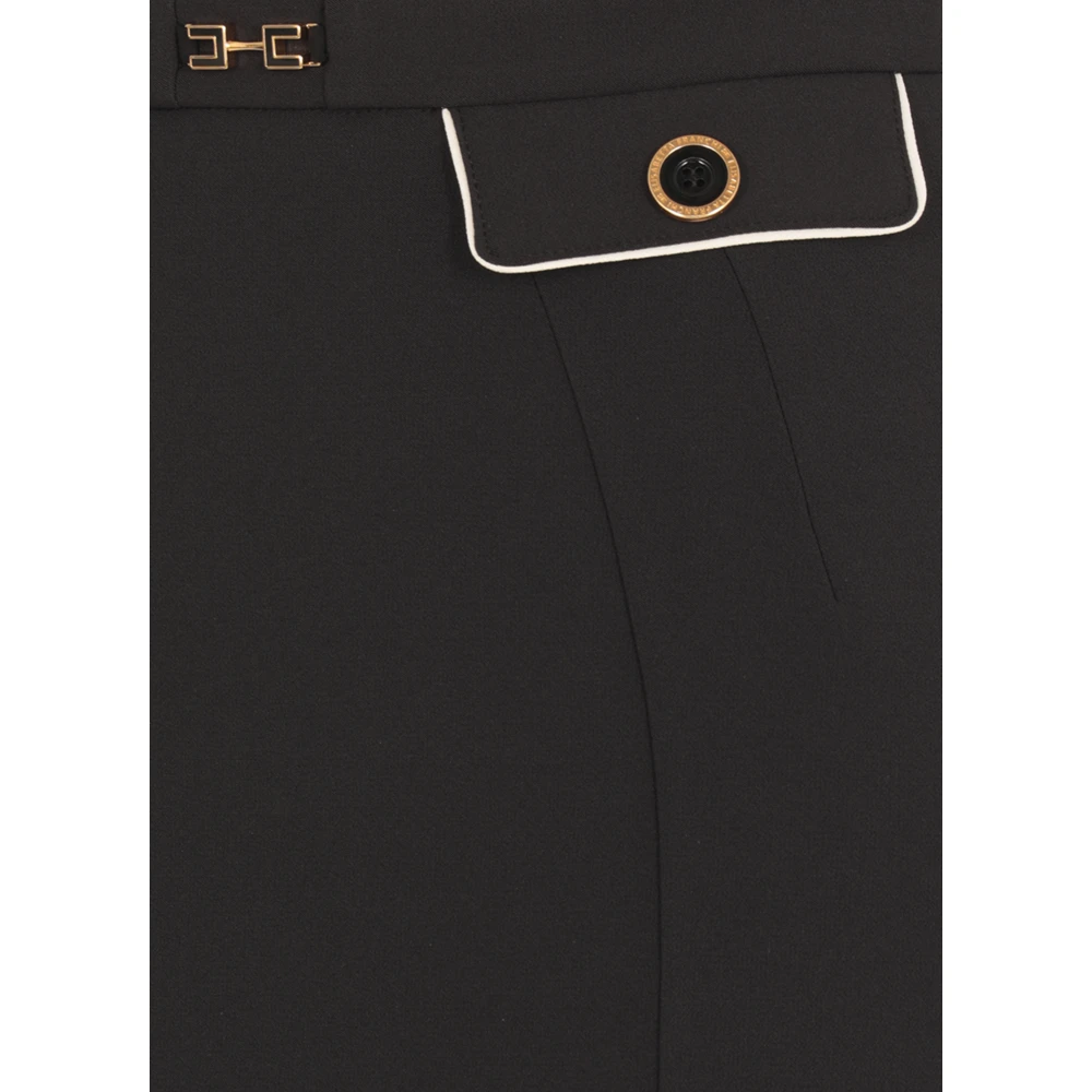 Elisabetta Franchi Zwarte Crêpe Rok met Logoknopen Black Dames
