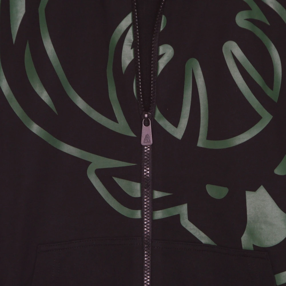 new era Milwaukee Bucks Lichtgewicht Zip Hoodie Black Heren