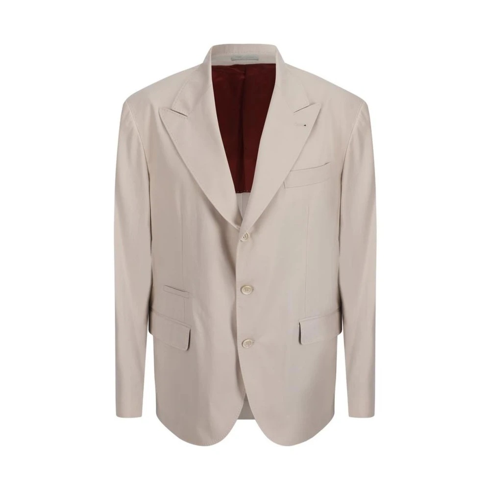 BRUNELLO CUCINELLI Beige Katoenen Blazer Relaxte Pasvorm Beige Heren