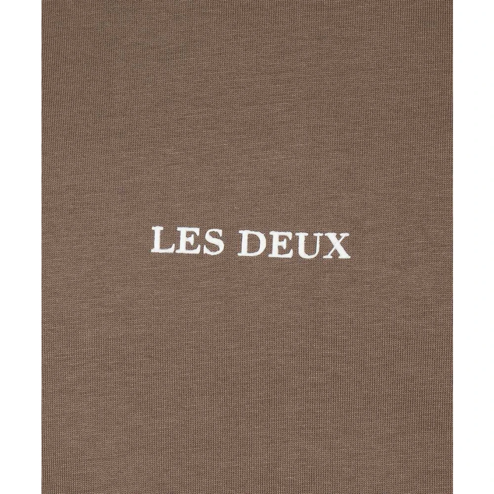 Les Deux Katoenen Crew-Neck T-shirt Geribbelde Stijl Brown Heren
