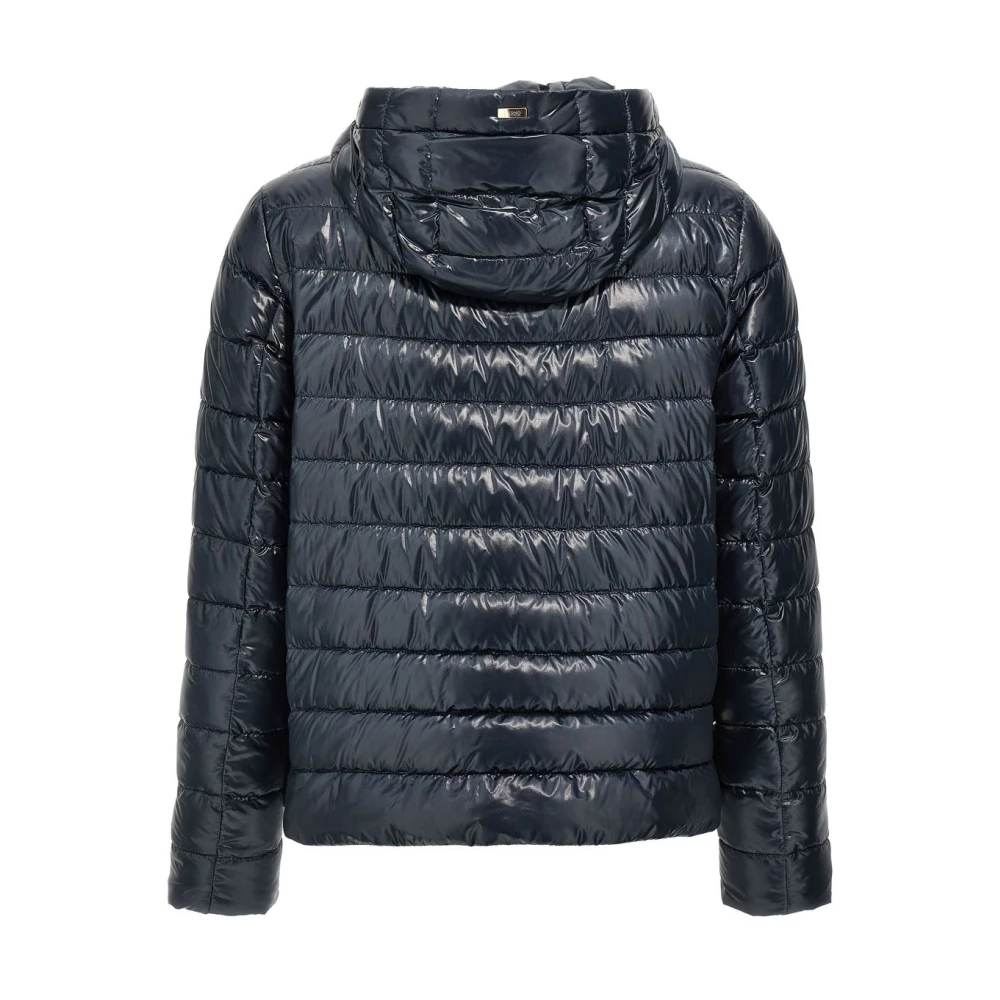 Herno Blauwe Gewatteerde Jas met Capuchon Blue Dames