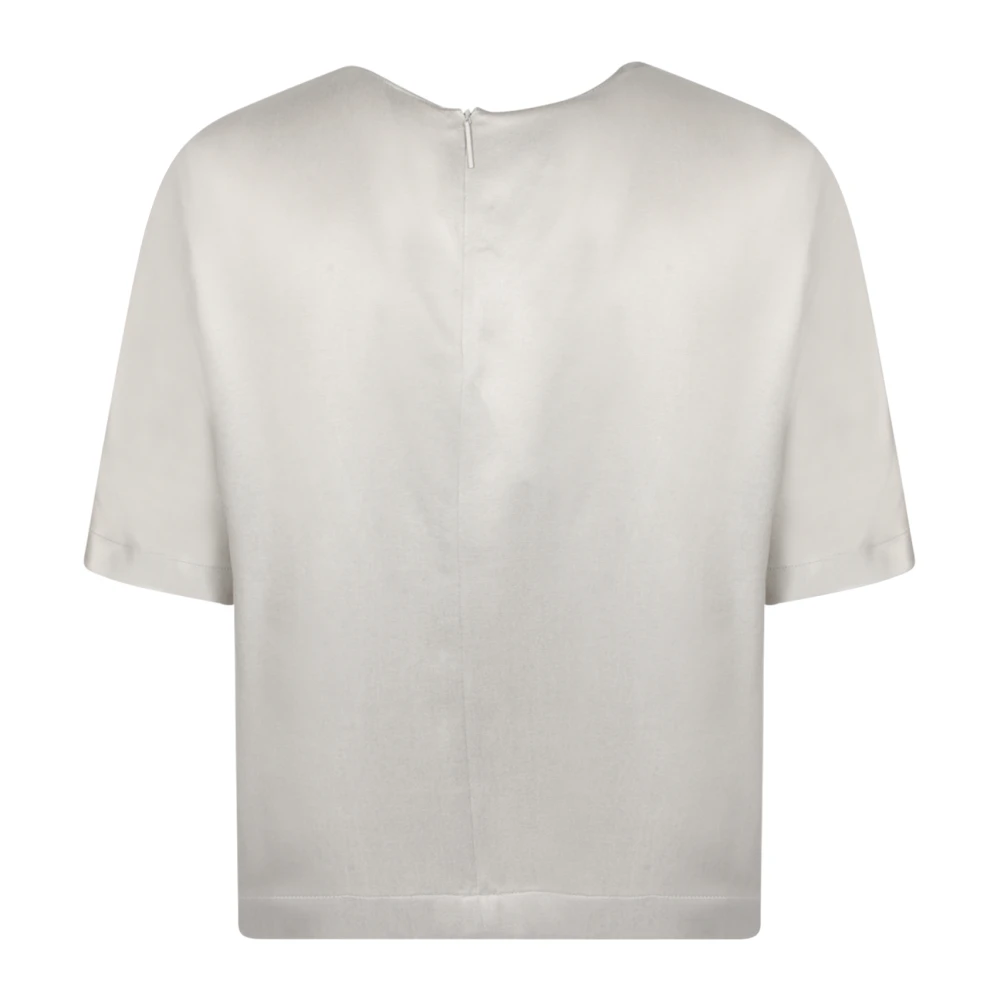 Giorgio Armani Elegante Zijden Blouse met Ellebooglengte Mouwen Gray Dames